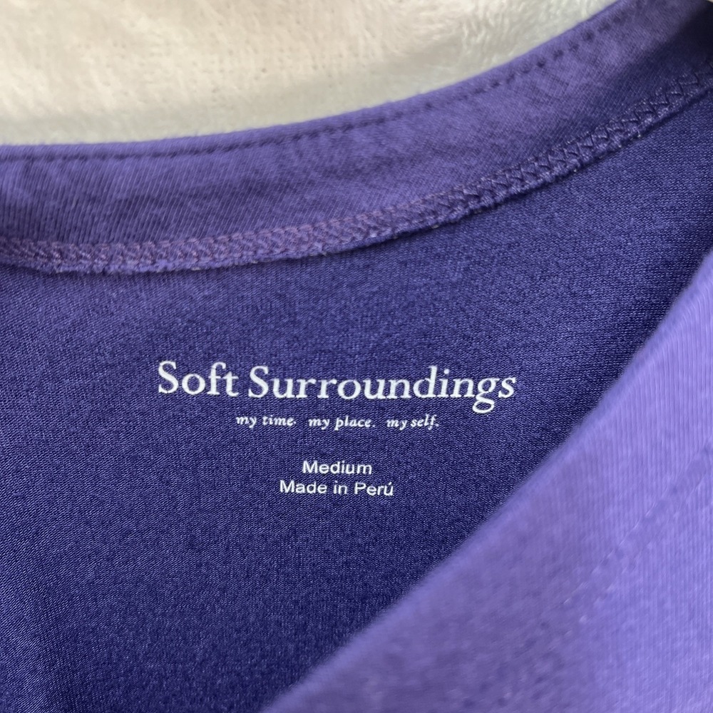Soft Surroundings 3/4 Sleeve Boat Neck Tunic Womens Medium Purple Casual Basics - Picture 2 of 7